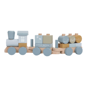 Train à blocs bleu en bois - Little Dutch
